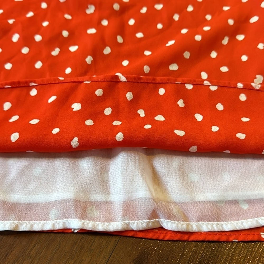 NWT Lulus Kanisha Red Orange Polka Dot Side Button Skirt Size Medium - Picture 7 of 11
